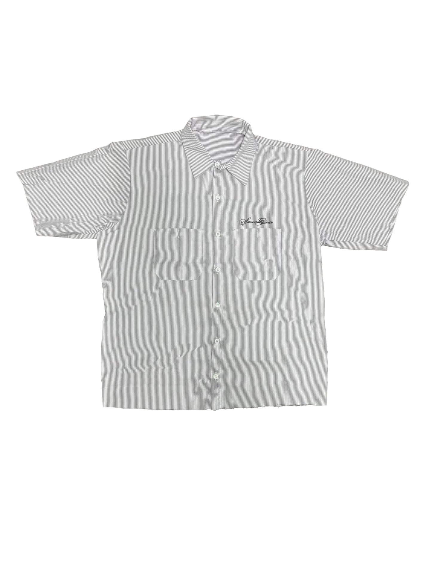 Cross Pin Stripe Button Up Tee Shirt