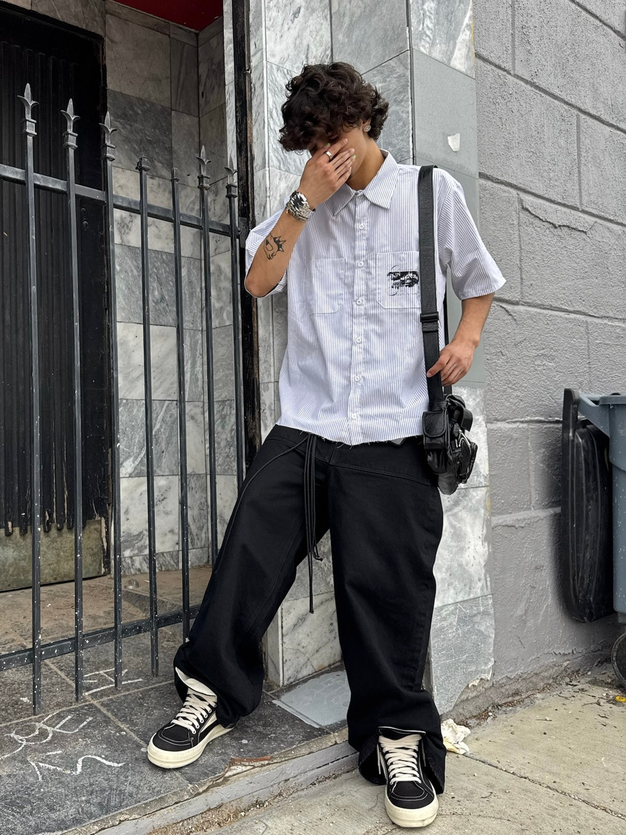 Chateau Pin Stripe Button Up Tee Shirt