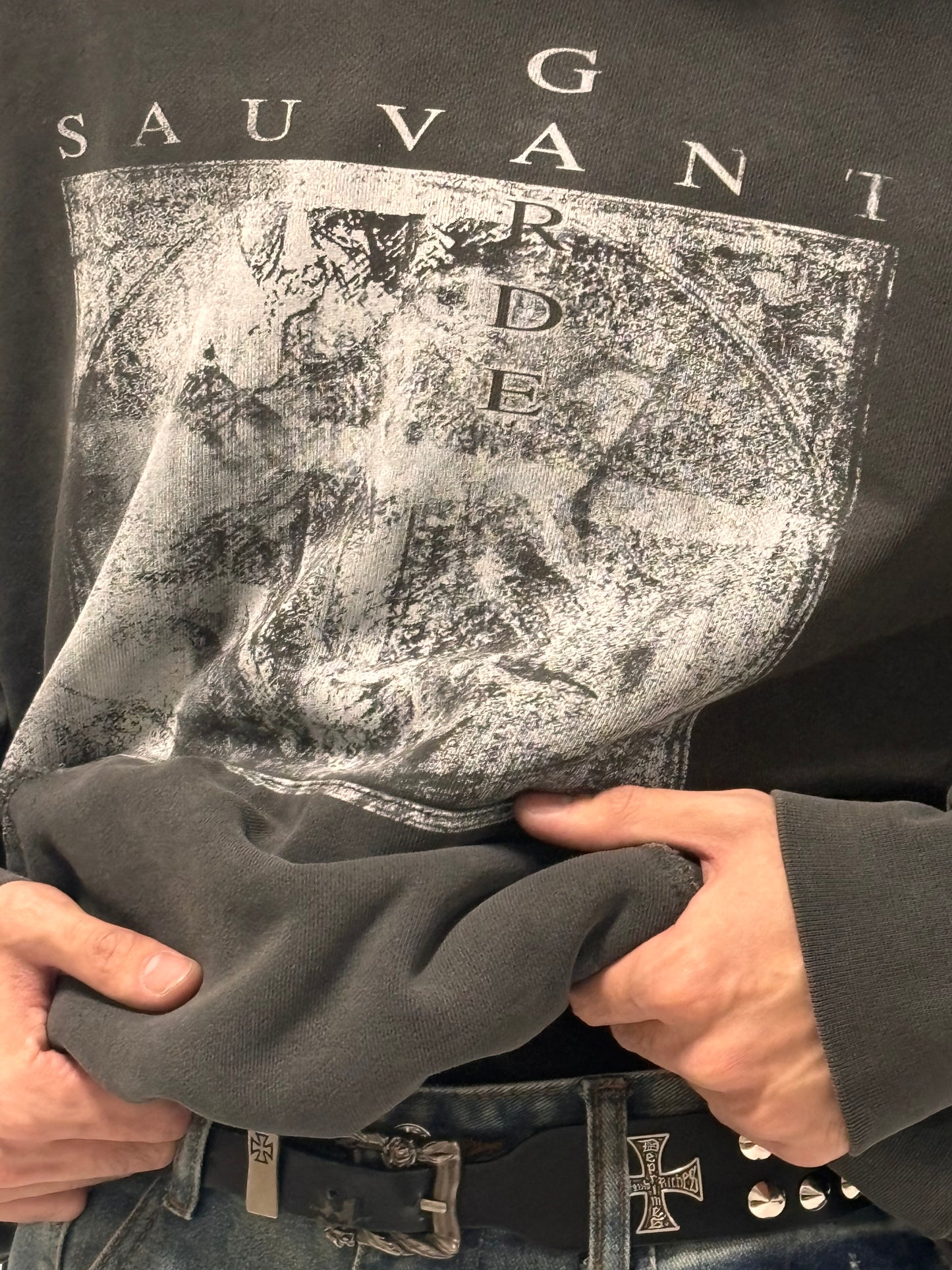 Distressed Charcoal Grey Hoodie