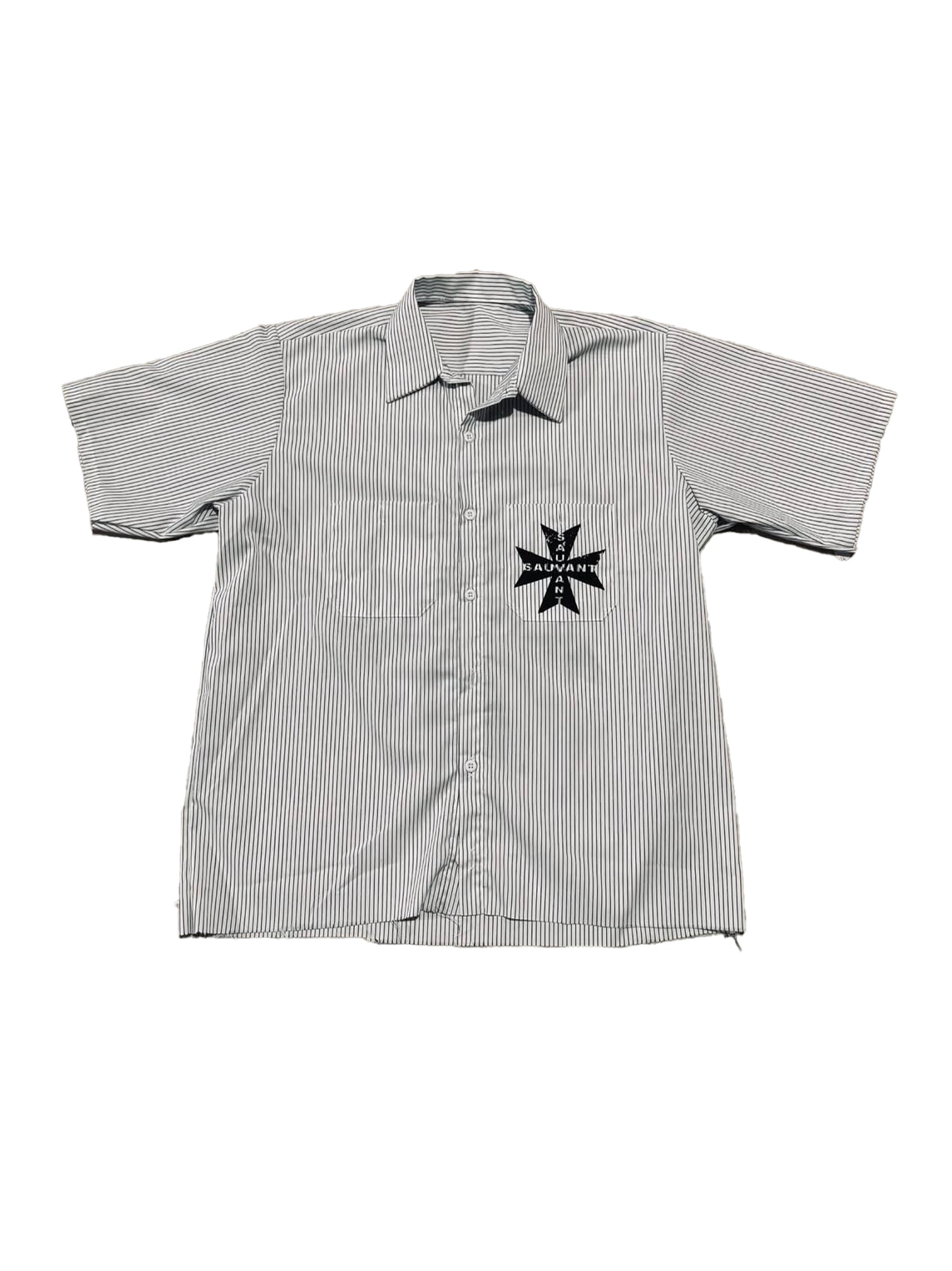 Star Pin Stripe Button Up Tee Shirt