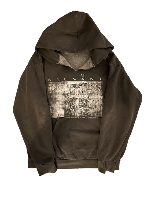 Distressed Charcoal Grey Hoodie