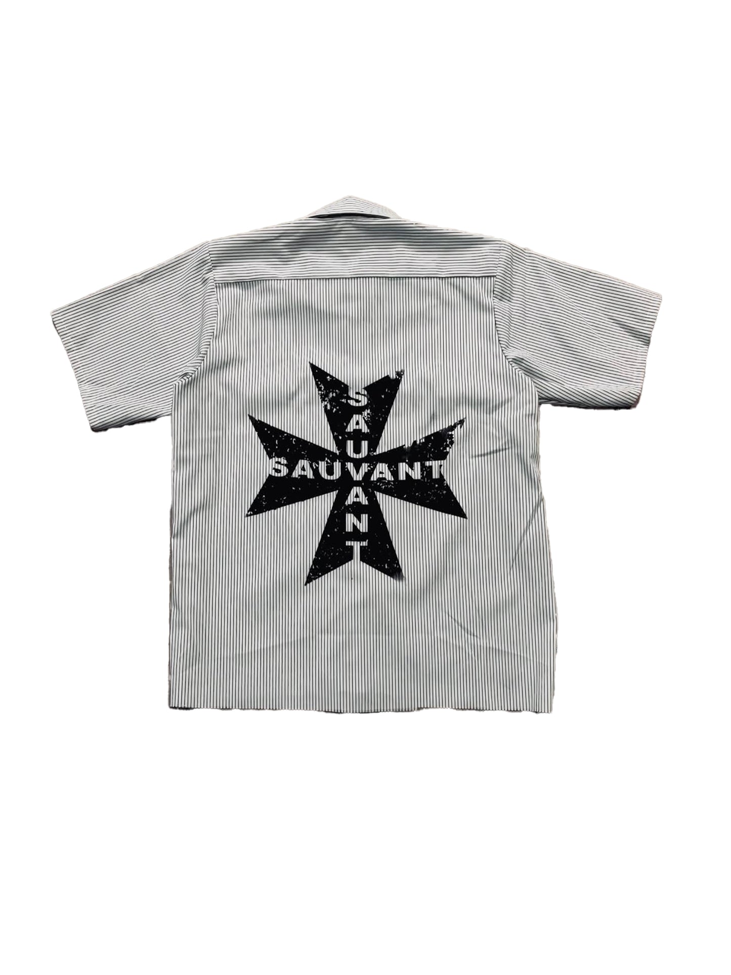 Star Pin Stripe Button Up Tee Shirt